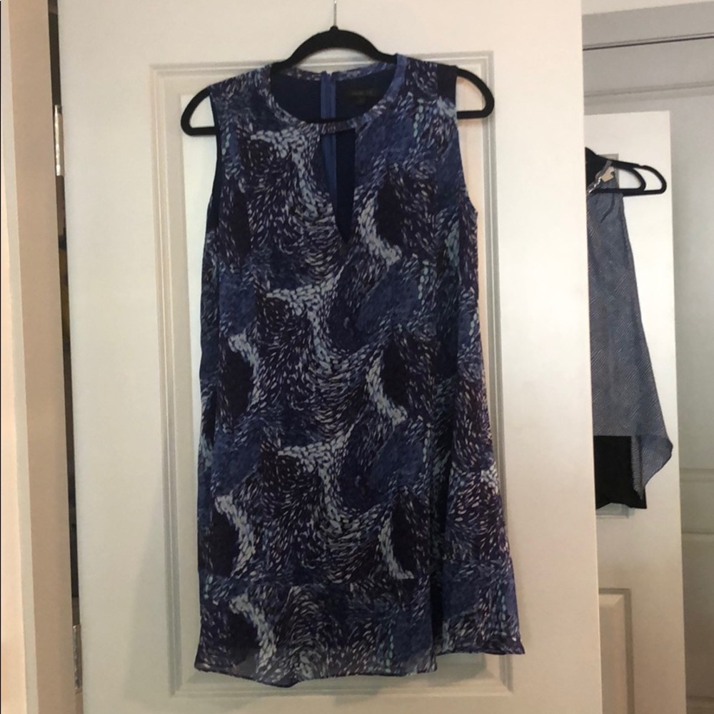Flowy Blue Dress with abstract textile